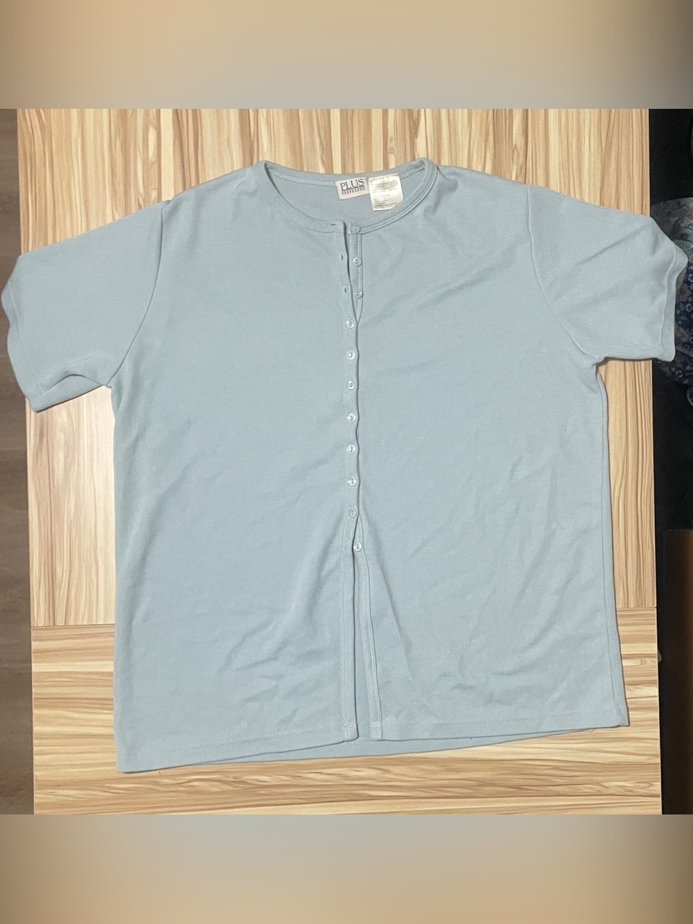 Light Green Short Sleeve Button-Front Top